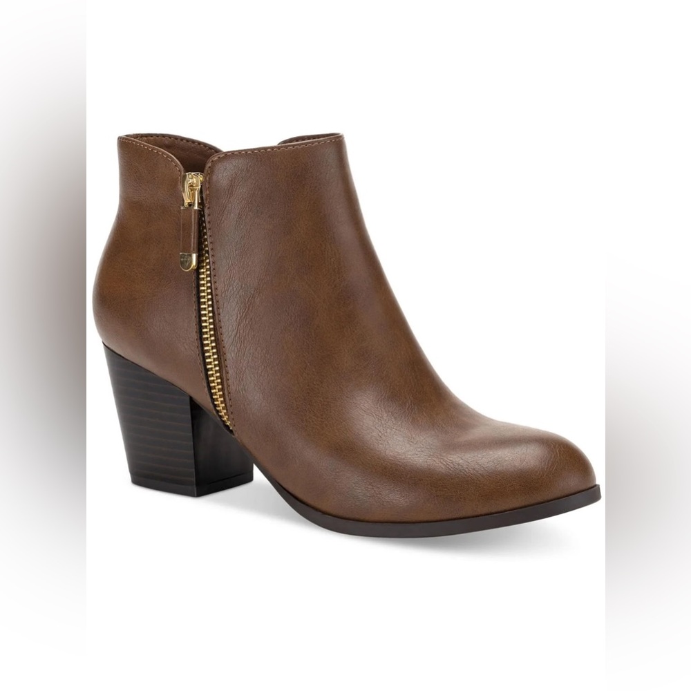 Style & Co. Brown Ankle Booties with‎ Chunky Heel